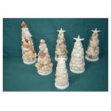 6pc Hand Made Shell Art Christmas Trees