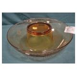 1930s Amber Depression Glass 12" Console Bowl