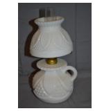 9" Imperial Glass Tulip & Cane Milkglass Oil Lamp