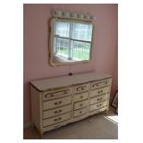 1960s French Provincial Dresser & Matching Mirror