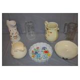 Cabinet Lot Various Vintage Pitchers, Bowls & More