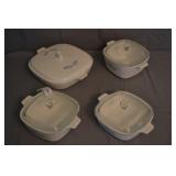 4pcs Corningware Cornflower Baking Dishes & Lids