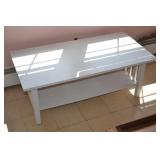 21" x 42" White Mission Style Wood Coffee Table