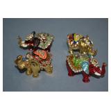 4pc 2" Rhinestone Bedazzled Elephant Trinket Boxes