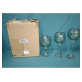 Set of 3 Lighted Blue Goblets New in Box