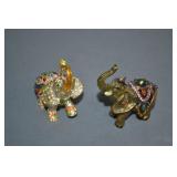 2pc 2.5" Rhinestone Bedazzled Elephant Trinket Box