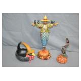 3pcs Jim Shore Scarecrow & Halloween Figures