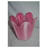 6" Pink Art Glass Fazzoletto Handkerchief Vase