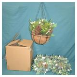 2-pcs 10" White Berry Candle Rings & Hanging Baskt