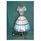 25" Tiffany Style Leaded Glass Dress Form Lamp
