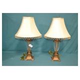 Pair 26" Tall Crackle Glass Base Table Lamps