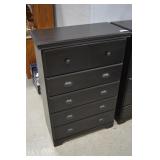 5 Drawer Black Wooden Dresser