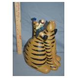 Williray Studios 11" Girl Riding Cat Figure