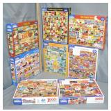 8 Various White Mountain 1000pc Puzzles