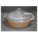 Fireking 1.5qt Peach luster Covered Casserole