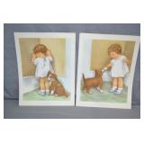 2pcs Bessie Pease Guttmann Unframed Prints