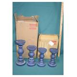 4pcs Navy Blue Candle Holders New in Boxes
