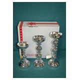 3pc Set Silver Tone Candle Sticks new in Box