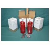4pcs Luminara 7" LED Red Candles New in Boxes