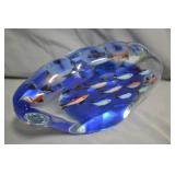9" Large Heavy Art Glass Ocean Paperweight