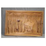 1987 Hand Carved Cabin in the Woods Plaque
