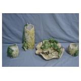 1980s Otagiri Frogs Vase, Candles & Hanging Bath