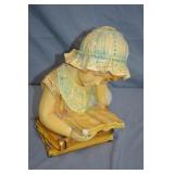 1940s 14" Chalkware Girl Reading Statue