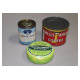 Boric Acid, Hills Bros Coffee & Watkins Tins