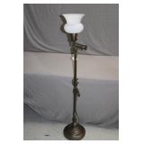 Antique 58" Swing Arm Glass Shade Floor Lamp