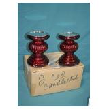 2pc 8" Red Light Up Candle Holders New in Box