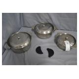 3 Shin ILL Stainless Steel Covered Casserole Pans