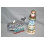 2pcs Jim Shore Whale & Lighthouse Figures