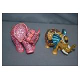 2pc 3" Rhinestone Bedazzled Elephant Trinket Boxes