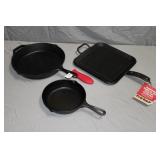 3pcs Lodge Solid Cast Iron Cookware