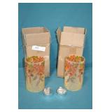 2pc Set Fall 8" Crackle Glass Hurricanes