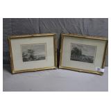 2pcs Vintage Berchem & Wouwermans Prints
