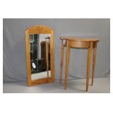 Solid Oak Vestibule Side Table & Wall Mirror