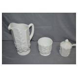 Westmoreland Milkglass Pitcher & 2 Sugar Bowls