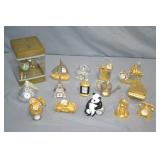 15pcs Miniature Brass & Other Clocks