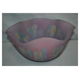 10" Ruen Nouveau Art Glass Ruffled Edge Bowl