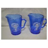 2pc 1930s Hazel Atlas 4.5" Shirley Temple Creamers