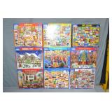 8 Various White Mountain 1000pc Puzzles + (1) 500