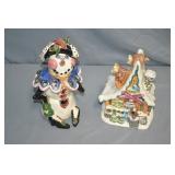 Blue Sky 8" Snowman & Grizzly Bear Lodge