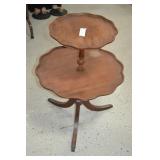 Antique 2 Tier Pie Crust Dumbwaiter Table