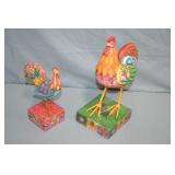 2pcs Jim Shore Small & Large Rooster Figures