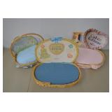 3pc Calico Kittens Figurine Basket Displays
