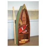 39" Tall Wood Boat Shelf Unit w/ Boat Decos