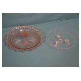 2pcs Pink Depression Glass Dishes