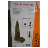 7 Foot Prelit Pencil Christmas Tree new in Box