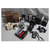 Lot Various Antique Box Style & Other Cameras